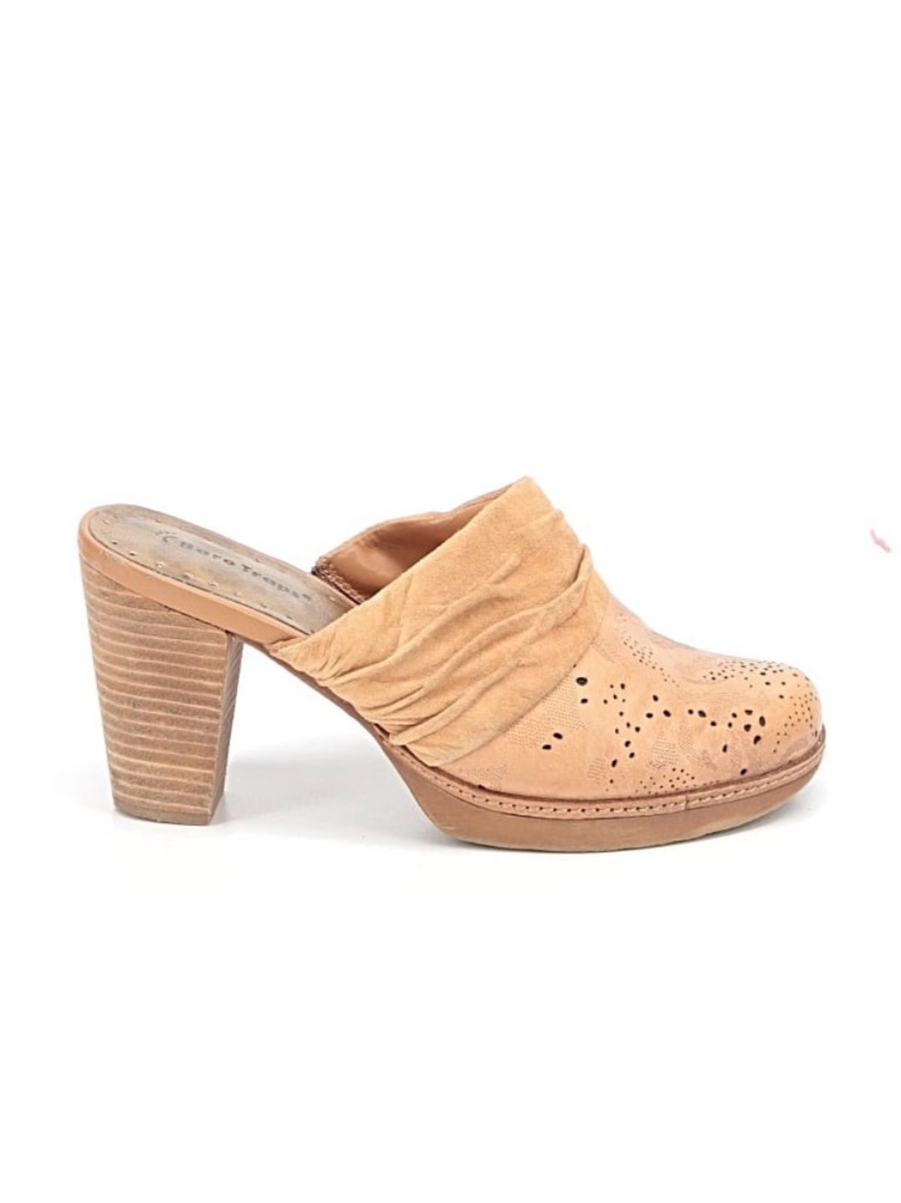 BareTraps Tan Suede & Perforated Leather Slip-On Mules